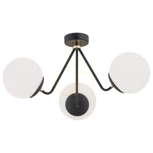 Luster Argon TOMAR biely opál čierna mosadz E27 1478