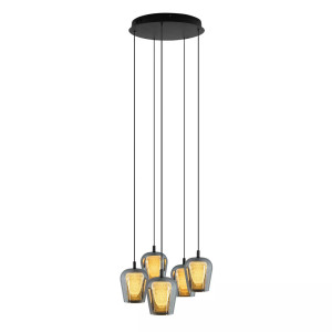Okrúhle závesné svietidlo Keso 5xLED čierne PL0142-5