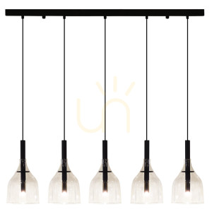 Závesné svietidlo Antigo Botor 5 čierne sklo 5x G9 91 cm 5098