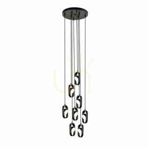 Závesné svietidlo Antigo Furoku 8 LED čierne 32 cm 3000K 7952