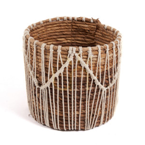 Prútený košík BAZAR BIZAR Baskets Macra prírodná biela L банánový list bavlna