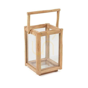 Lampión BAZAR BIZAR Nusa Penida S z recyklovaného teakového dreva, prírodný, Outdoor Collection