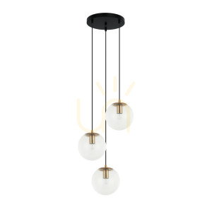 Závesné svietidlo Italux Sarpo 3xE27 mosadzné transparentné PND-58867-3S-BK-BRO