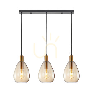 Závesné svietidlo Italux Zulo mosadzné amber 3xE27 PND-27812-3-BRO-AMB