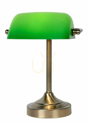 Stolová lampa Lucide BANKER 17504/01/03 zelená hnedá retro kov sklo E14