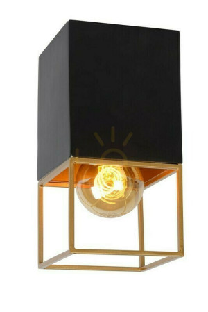 Plafón Lucide RIXT čierny zlatý kov E27 10x18 cm 21120/01/30