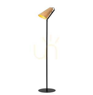 Podlahová lampa Lucide BENSEN ratan drevo čierna Japandi E27 152 cm