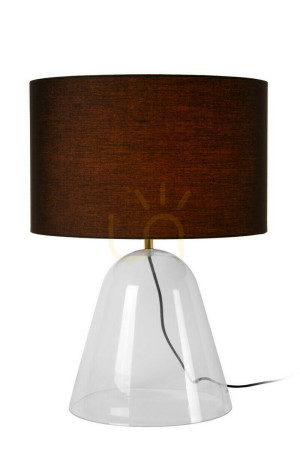 Stolová lampa Lucide Campana čierna Japandi sklo tkanina E27