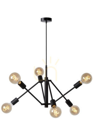 Závesné svietidlo Lucide Lester čierne 6xE27 vintage 50 cm 21424/06/30