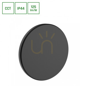 Piatta 9 W Cct 230 V Ip44 120x47 mm čierna okrúhla fasáda.