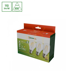 Led Gls E27 230 V 7 W Cog Ww Clear Spectrum 3 Pack