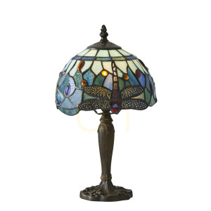 Stolová lampa Interiors Dragonfly Tiffany modrá sklo 64088