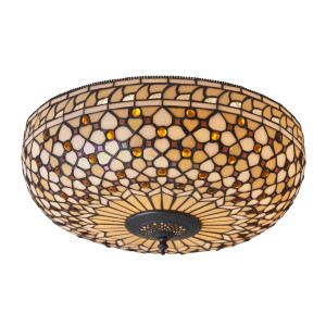 Plafón Tiffany multicolor Interiors 64276, sklo a oceľ, 45 cm