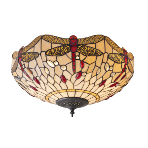 Plafón Interiors Dragonfly Tiffany béžový sklo oceľ 41 cm 70723