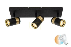 Plafón Lucide GORIK čierny/zlatý 3x GU10 LED 40W 53909/03/30