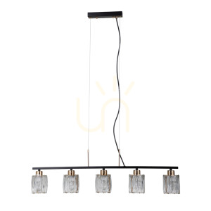 Závesná lampa Italux čierna kryštálová E14 5x SKU PND-40814-5-BK-HBR