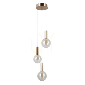 Prívesné LED svietidlo Italux zlaté sklo 3-ramenné PND-34378-3S-HBR