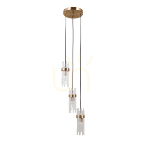 Závesná lampa Italux zlatá sklo 3×E14 PND-40760-3-HBR