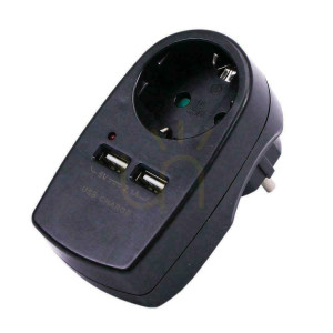 Adaptér pre zásuvku 2x USB 2,1 A V-TAC čierny VT-1044
