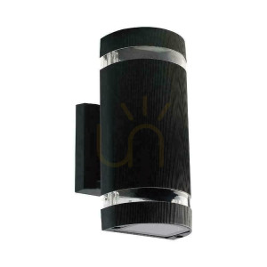 Záhradné nástenné svietidlo V-TAC Black IP44 2xE27 Round Top Bottom VT-967