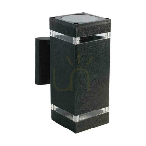 Záhradné nástenné svietidlo V-TAC Black IP44 2xE27 Square Top Bottom VT-968