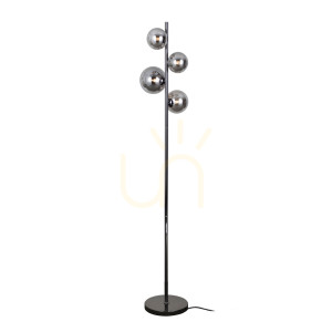Podlahová lampa Italux Canello čierna dymové sklo G9 FL-406007-4-BCR