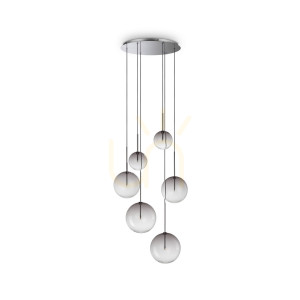 Prívesné svietidlo Ideallux Equinoxe SP6 Fumé chróm sklo 65 cm 345413