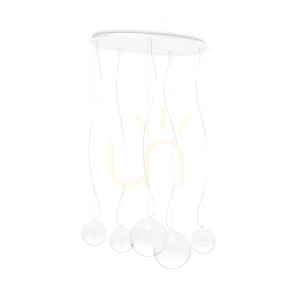 Prívesné svetlo Ideallux MAPA CLEAR SP5 OPAL biele 5xE27 346632