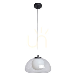 Prívesné svetlo Italux Ainale čierne sklo G9 PND-54637-1-BK-CL