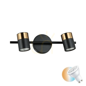 Nástenné svietidlo Italux Elice čierne GU10 2x WL-58892-2-BK-BRO