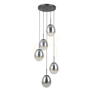 Závesné svietidlo Italux Meolo čierne dymové E14 5x SKU PND-40825-5-BK