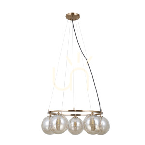 Závesné svietidlo Italux Molite G9 5-ramenné zlaté amber PND-1098-5R-HB
