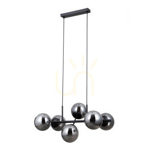 Prívesné svietidlo Italux Molite čierne dymové E14 6x PND-1098-6-BK