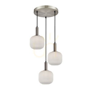 Závesná lampa Italux Penzi 3xE27 strieborná sklo biela PND-31981-3S-SC-WH