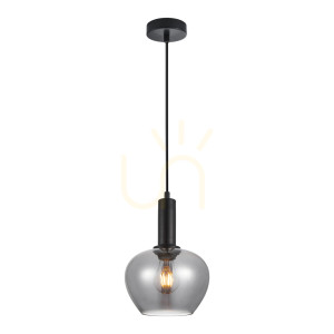Prívesné svietidlo Italux Stabla čierne dymové sklo E27 PND-30084-1-BK-SG