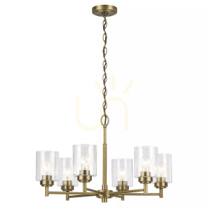 Luster Winslow - 6 svetelných zdrojov - prírodná mosadz Elstead