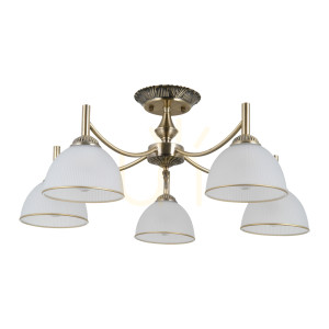 Prívesné svetlo Italux Fener 5x E27 mosadz biela opálová PND-40653-5-ABR-WH