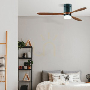 Stropný ventilátor Zambelis LED 15W čierny mat s čepeľami z čerešňového dreva 132 cm