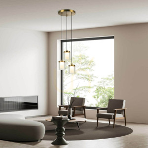 Závesné LED svietidlo Zambelis 20W 3000K zlaté matné kovové sklo