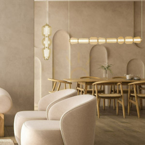Závesné LED svietidlo Zambelis 37W 3000K zlaté šampanské sklo 120 cm