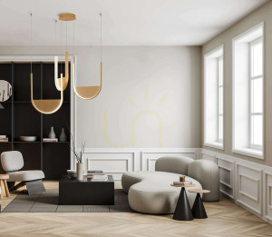 Závesné LED svietidlo Zambelis zlaté 54W 3000K-4000K 66 cm