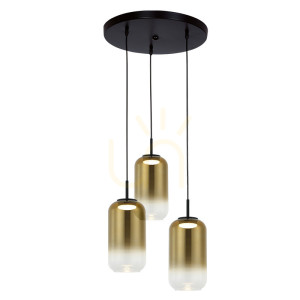 Závesné LED svietidlo Zambelis 3x12W 3000K čierne matno-zlaté sklo