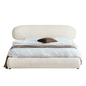 Čalúnená posteľ 160x200 cm AVION Light Beige, s úložným priestorom