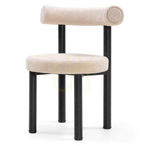Súprava 2 stoličiek PERER Beige Boucle s čiernymi nohami