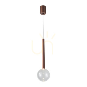 Závesné svietidlo Italux Alinos LED meď sklo 12 cm PND-24019-1A-COPP