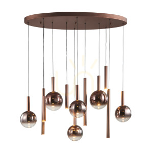 Závesné LED svietidlo Italux Camino 12-bodové medené PND-24038-12B-COPP