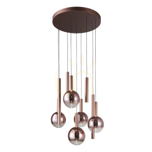 Závesné svietidlo Italux Camino LED medené 9-bodové PND-24038-9A-COPP