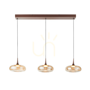 Závesné svietidlo Italux Tenele LED 3x medené sklo PND-24028-3B-COPP