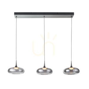 Závesné svietidlo Italux Tenele LED 3x21W dymové sklo strieborné PND-24028-3B-SILV