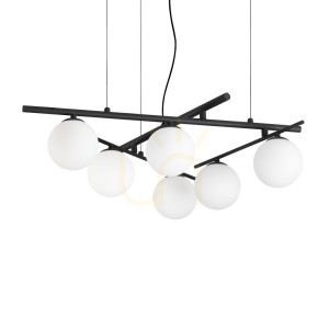 Prívesné svetlo Ideallux Atlas 365114 čierne 6xG9 Ø80 cm